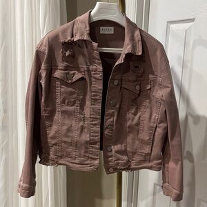 New Risen Jeans Women's Mauve Distressed Denim Jacket Sz Small